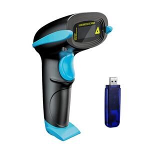 Wireless Barcode Scanner USB Receiver 328ft 1D Laser (Black)